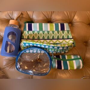 Colorful Striped Cosmetic Bags 4pc HD Glass Water Bottle